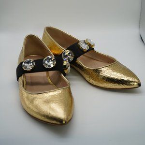 Polly Plume Distressed Gold & Chunky Rhinestone F… - image 1